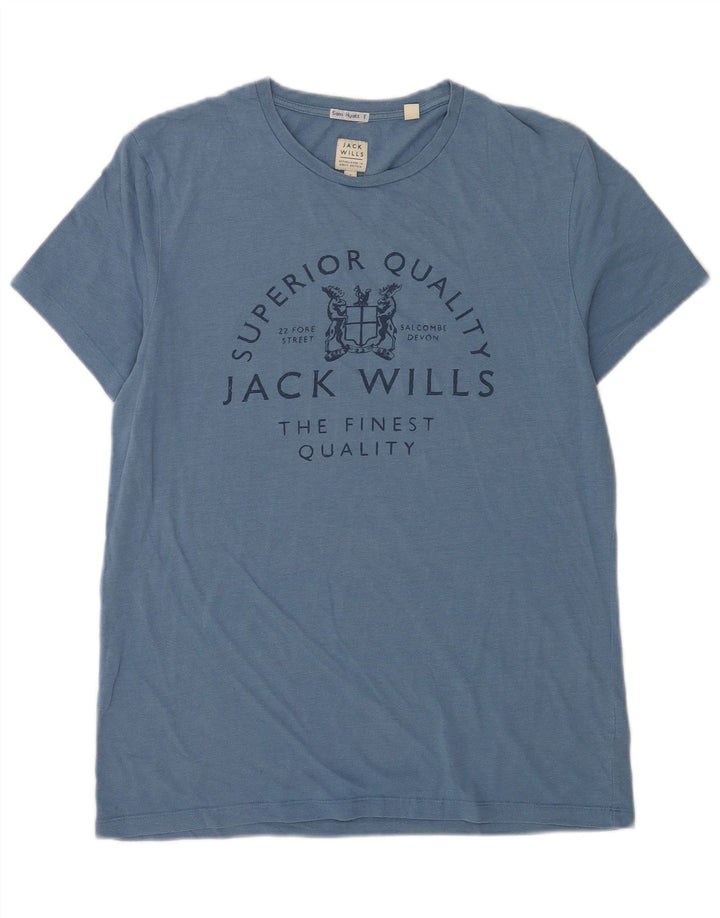 Jack Wills, mali plavi pamučni gornji dio muške majice s grafičkim motivima