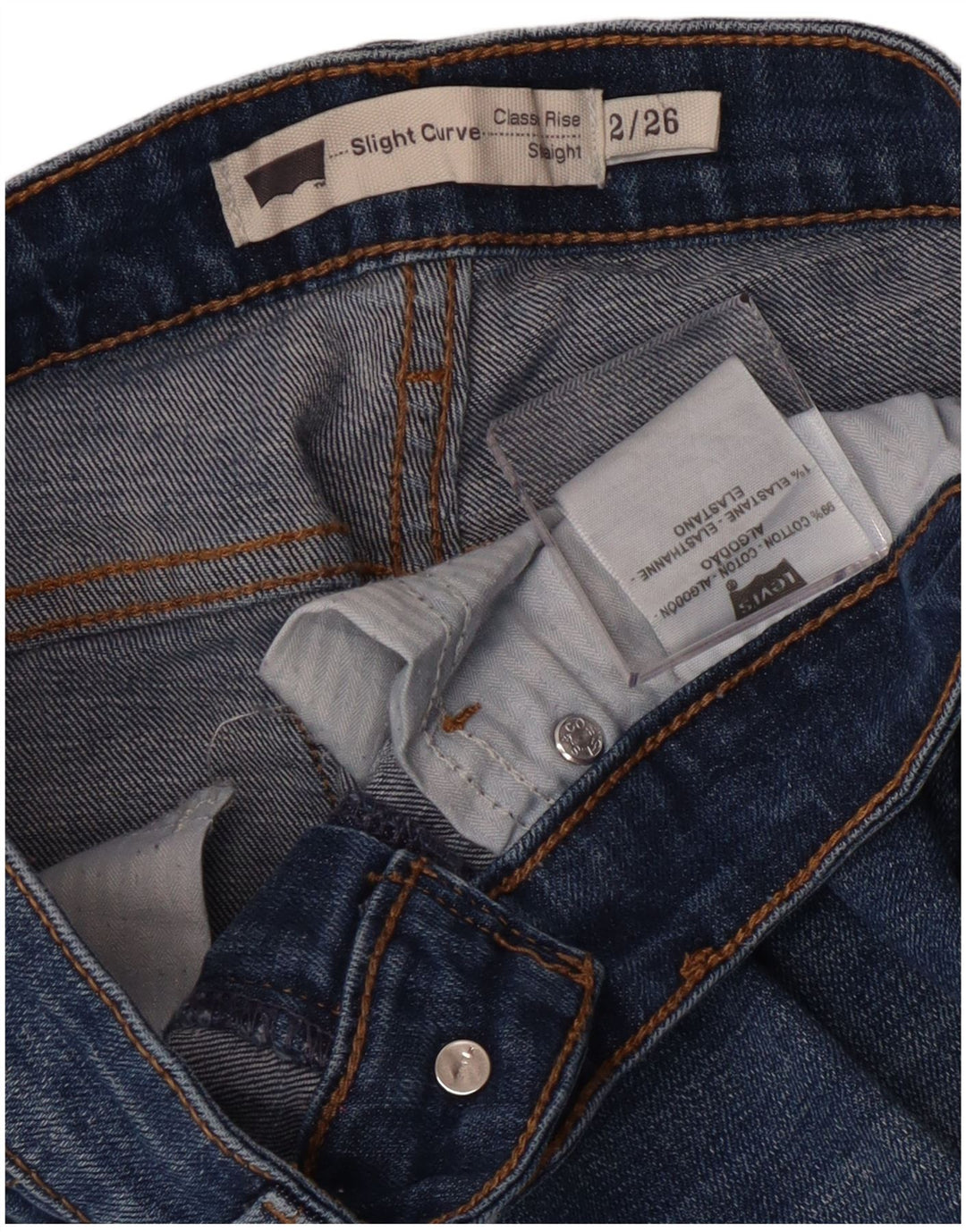 Levi's ženske ravne traperice s blago zaobljenim rubovima US 2 male W26 L29 plave klasične