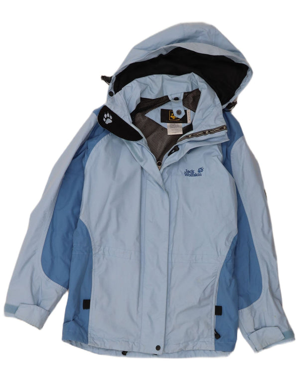 Jack Wolfskin ženska kišna jakna s kapuljačom UK 12 Srednje plavi poliamid