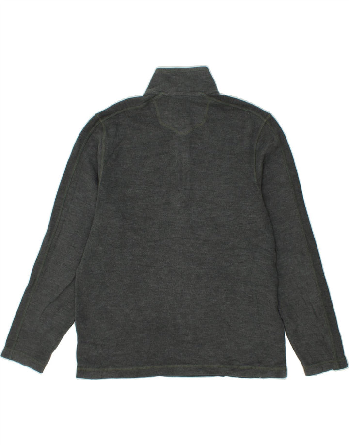 EDDIE BAUER Mens Zip Neck Sweatshirt Jumper Medium Grey Cotton Vintage Eddie Bauer and Second-Hand Eddie Bauer from Messina Hembry 