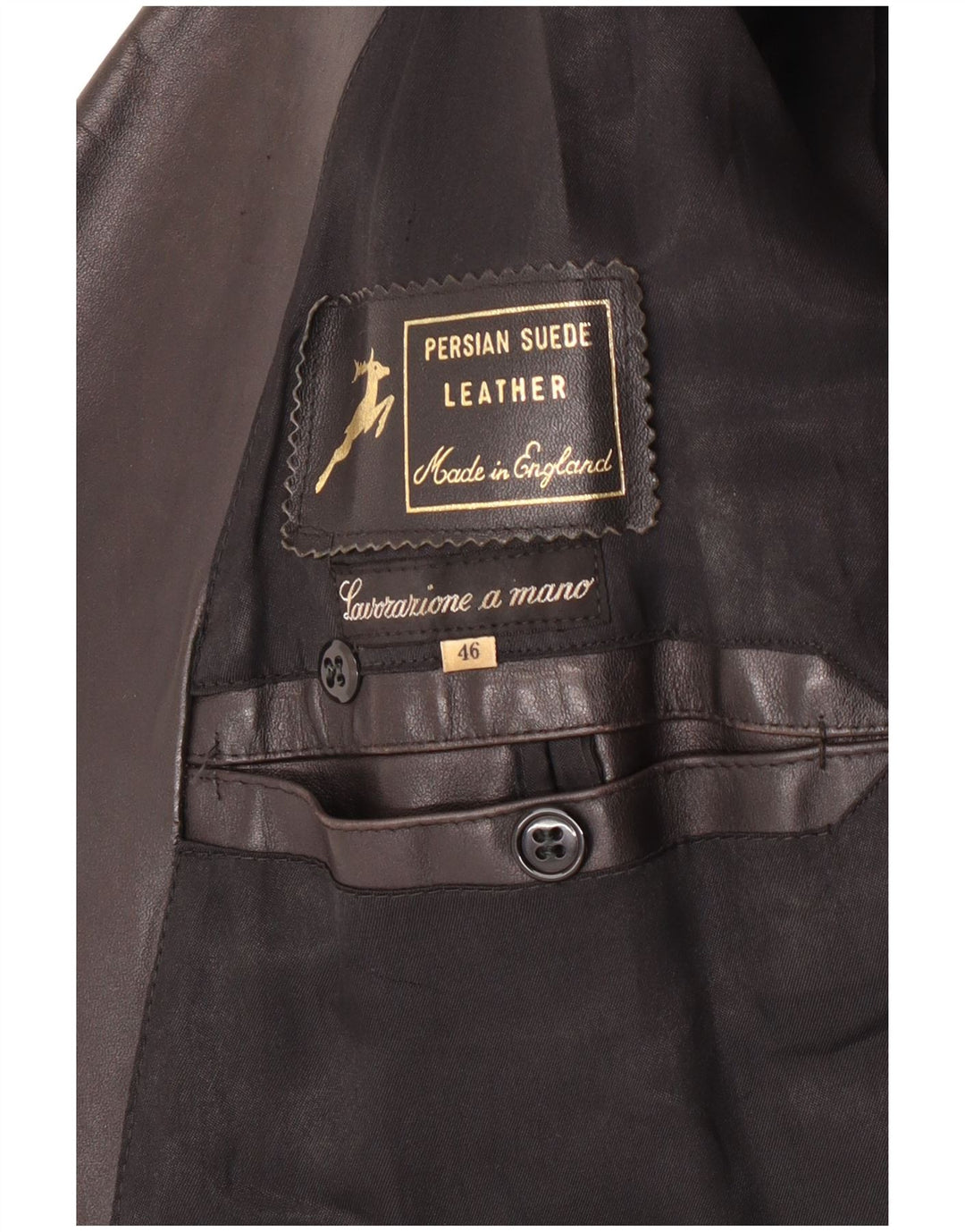 Vintage muški kožni kaput IT 46 Mali crni kožni klasični