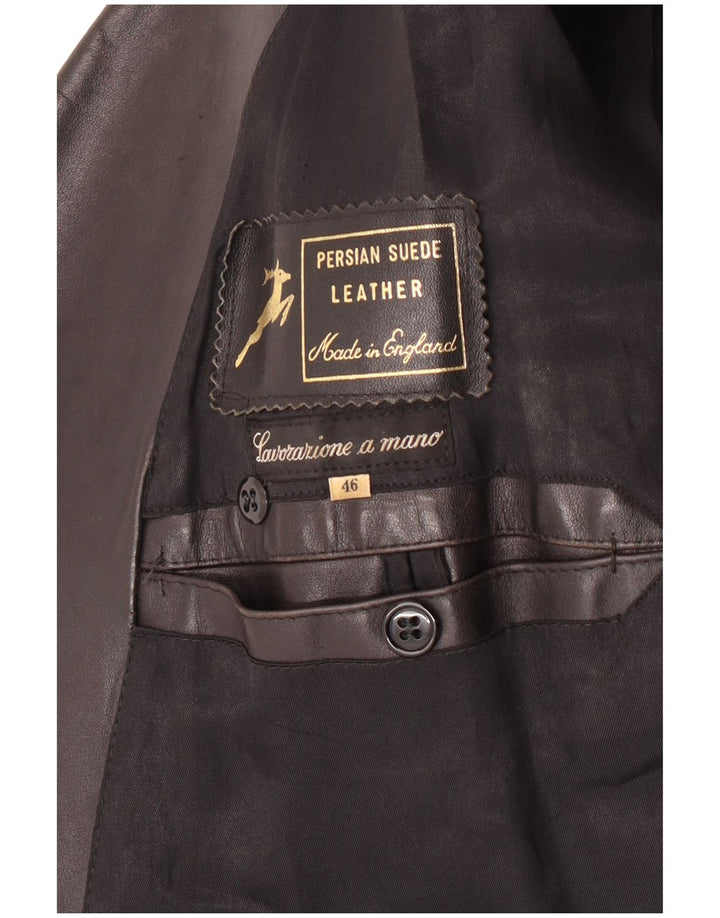 Vintage muški kožni kaput IT 46 Mali crni kožni klasični