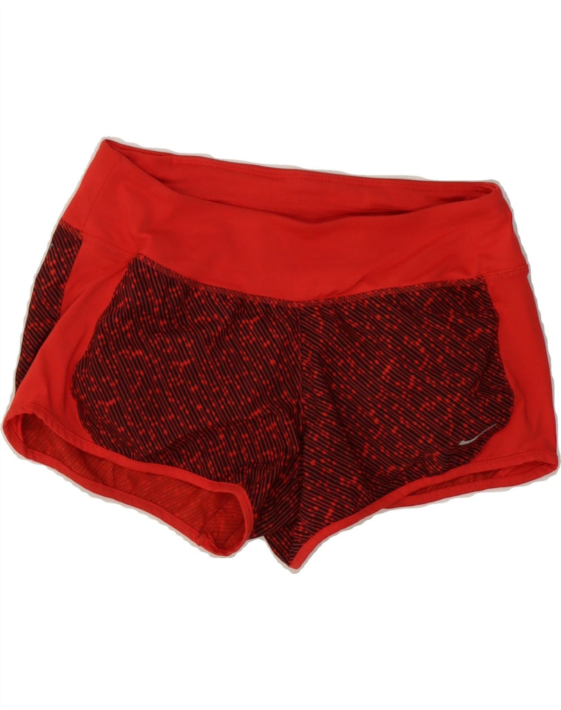 NIKE Womens Dri Fit Sport Shorts UK 10 Small  Red Colourblock Polyester Vintage Nike and Second-Hand Nike from Messina Hembry 