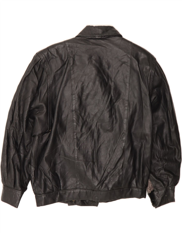 VINTAGE Womens Leather Jacket IT 48 XL Black Leather Vintage Vintage and Second-Hand Vintage from Messina Hembry 