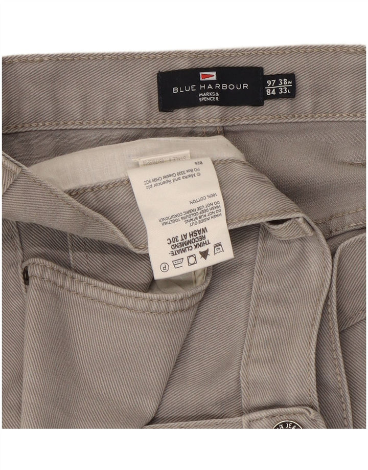 Marks & Spencer muške ravne traperice Blue Harbor W38 L33 sivi pamuk