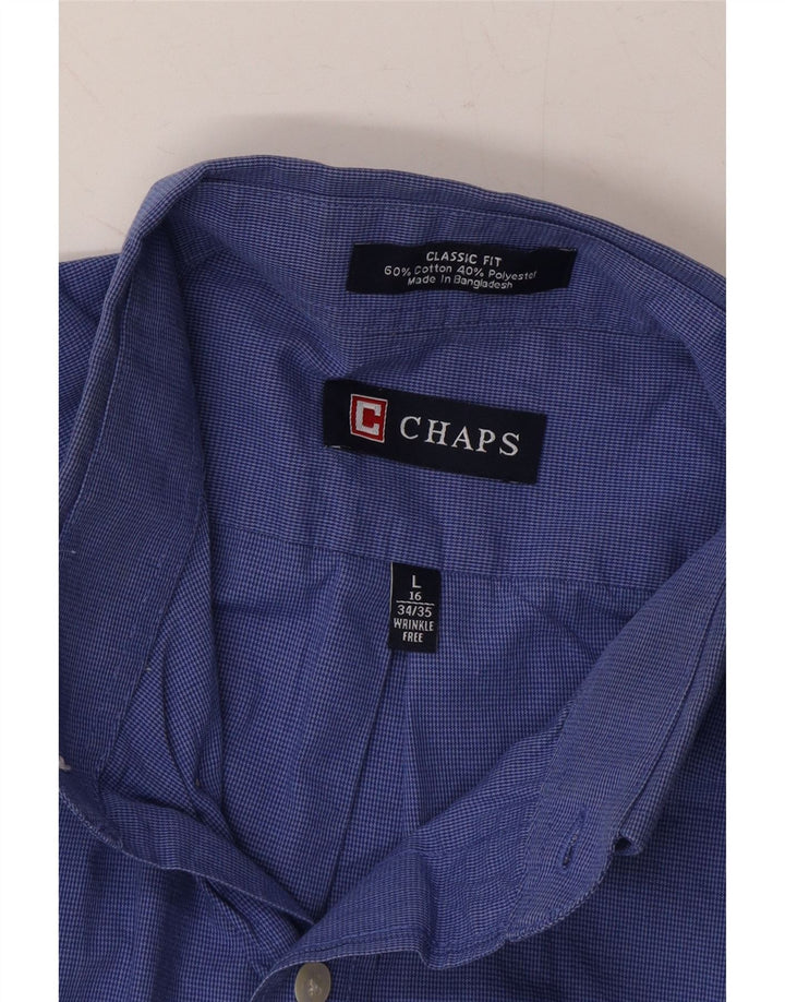 CHAPS Mens Classic Fit Shirt Size 16 Large Blue Houndstooth Cotton Vintage Chaps and Second-Hand Chaps from Messina Hembry 