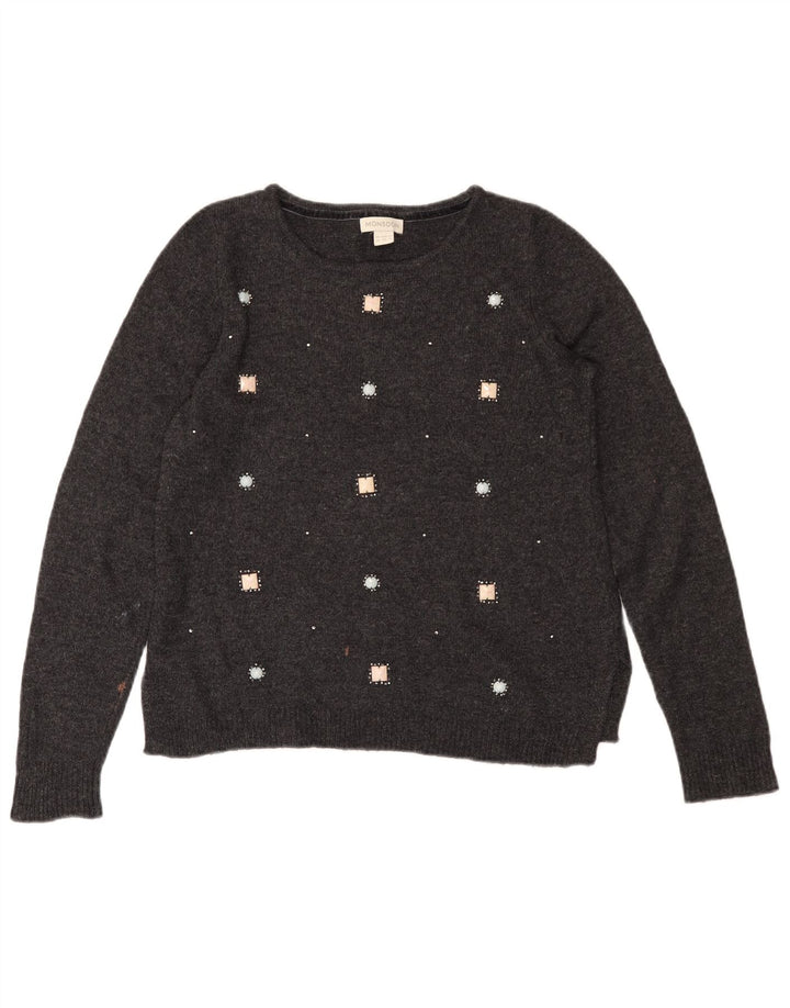 MONSOON ženski džemper s morskim izrezom UK 12 srednje sivi pamuk