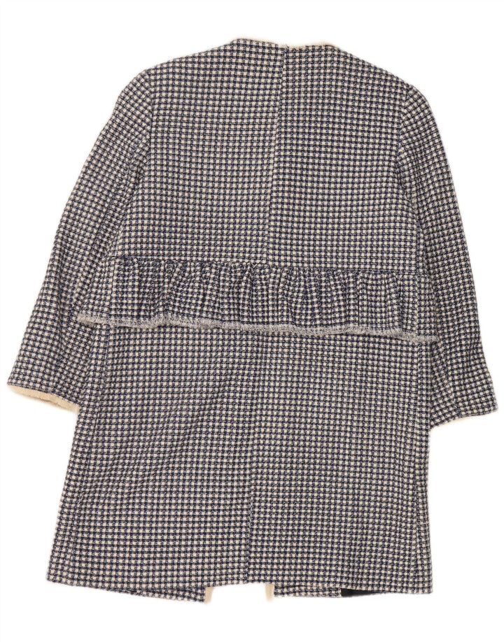 Zara ženski preveliki otvoreni kaput UK 10 Small Blue Houndstooth Pamuk