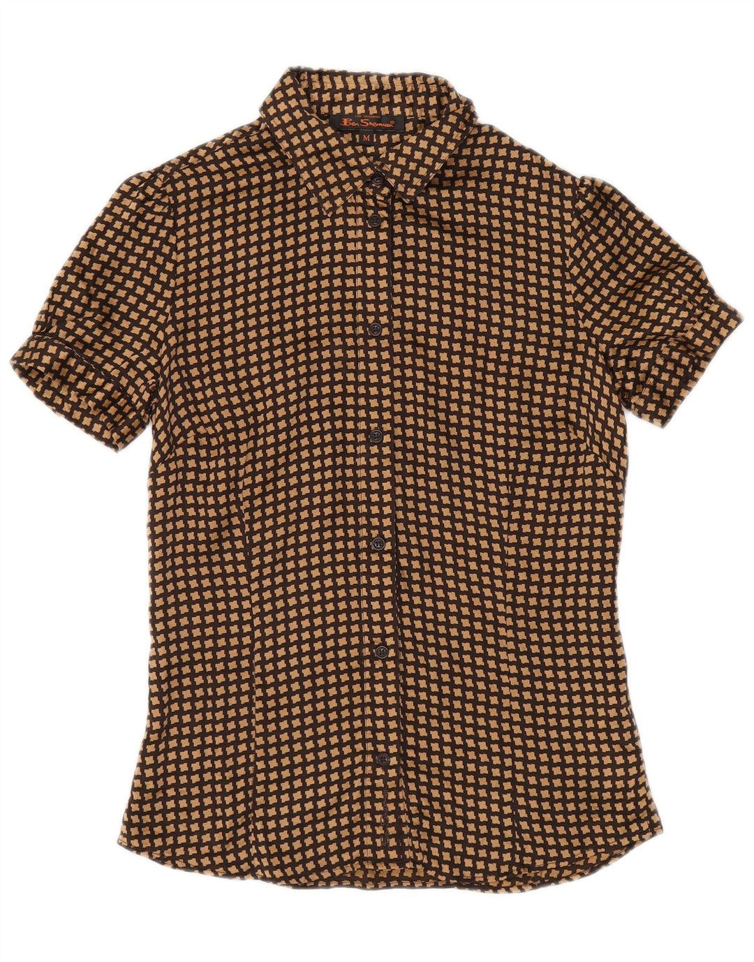 BEN SHERMAN Ženska košulja bluza UK 12 Srednje smeđa houndstooth