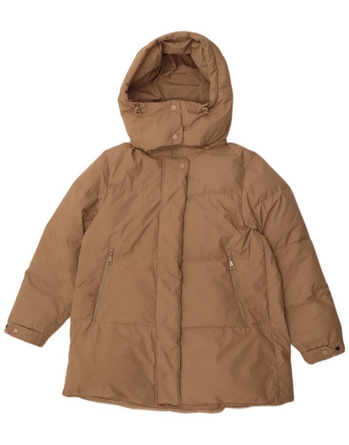 Massimo Dutti ženska prevelika podstavljena jakna s kapuljačom UK 6 XS bež poliester