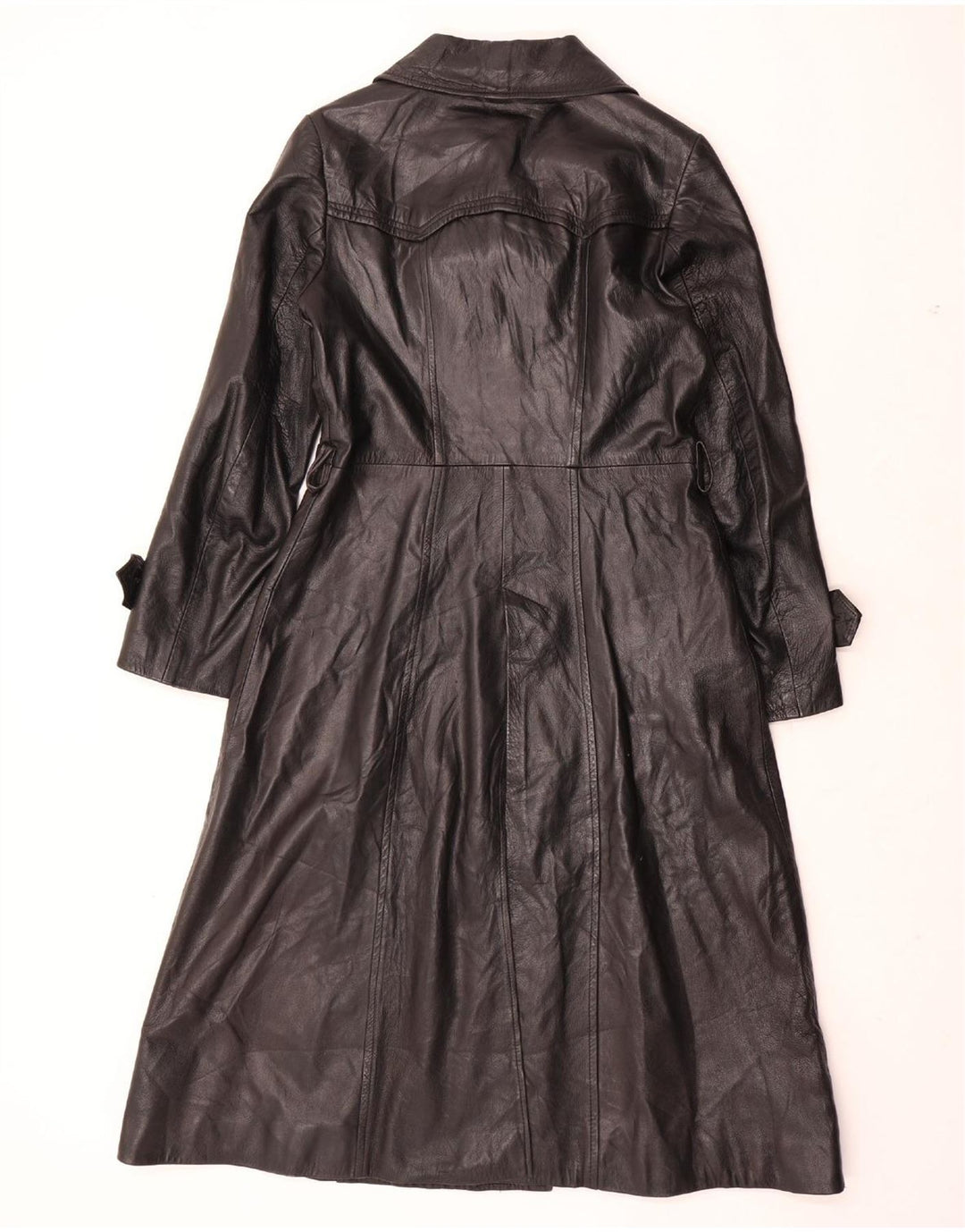 VINTAGE ženski kožni kaput UK 12 Srednja crna koža