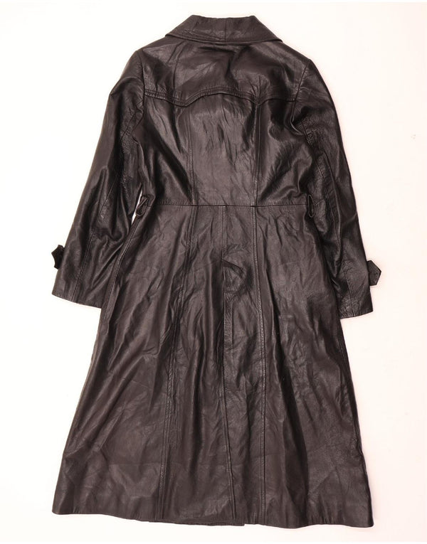 VINTAGE ženski kožni kaput UK 12 Srednja crna koža