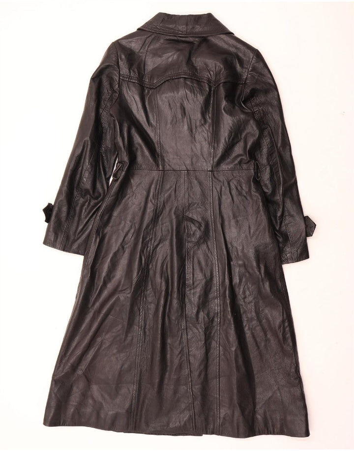 VINTAGE ženski kožni kaput UK 12 Srednja crna koža