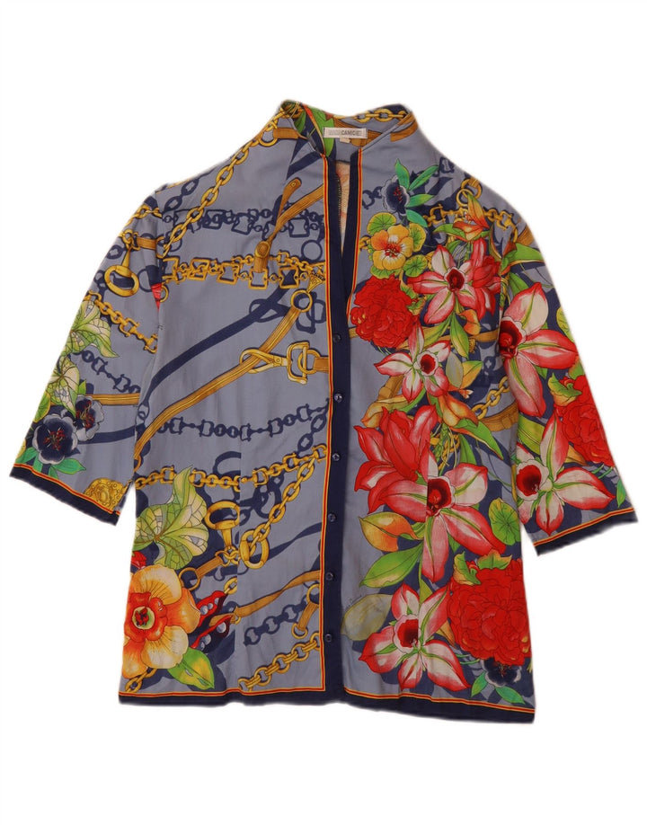 NARACAMICIE Ženska grafička košulja bluza 3/4 rukava UK 16 Velika plava cvjetna