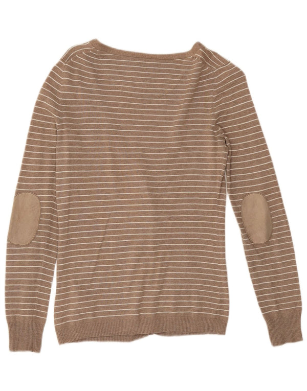 Massimo Dutti ženski kardigan pulover UK 10 Mali bež prugasti pamuk