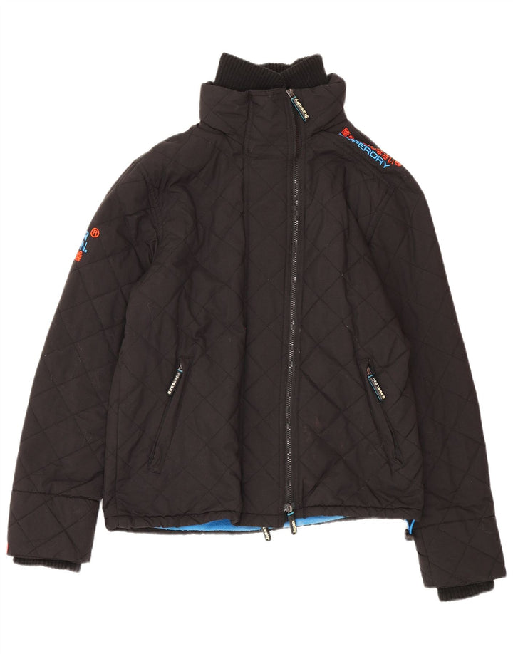SUPERDRY Womens Windbreaker Jacket UK 14 Medium Black Polyester