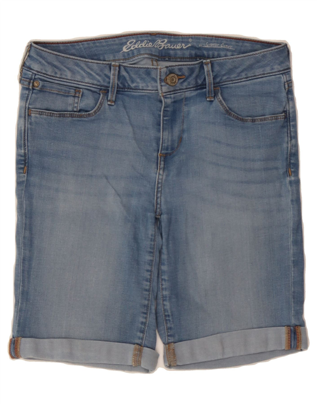 EDDIE BAUER Womens Slightly Curvy Denim Shorts US 8 Medium W26 Blue Cotton Vintage Eddie Bauer and Second-Hand Eddie Bauer from Messina Hembry 