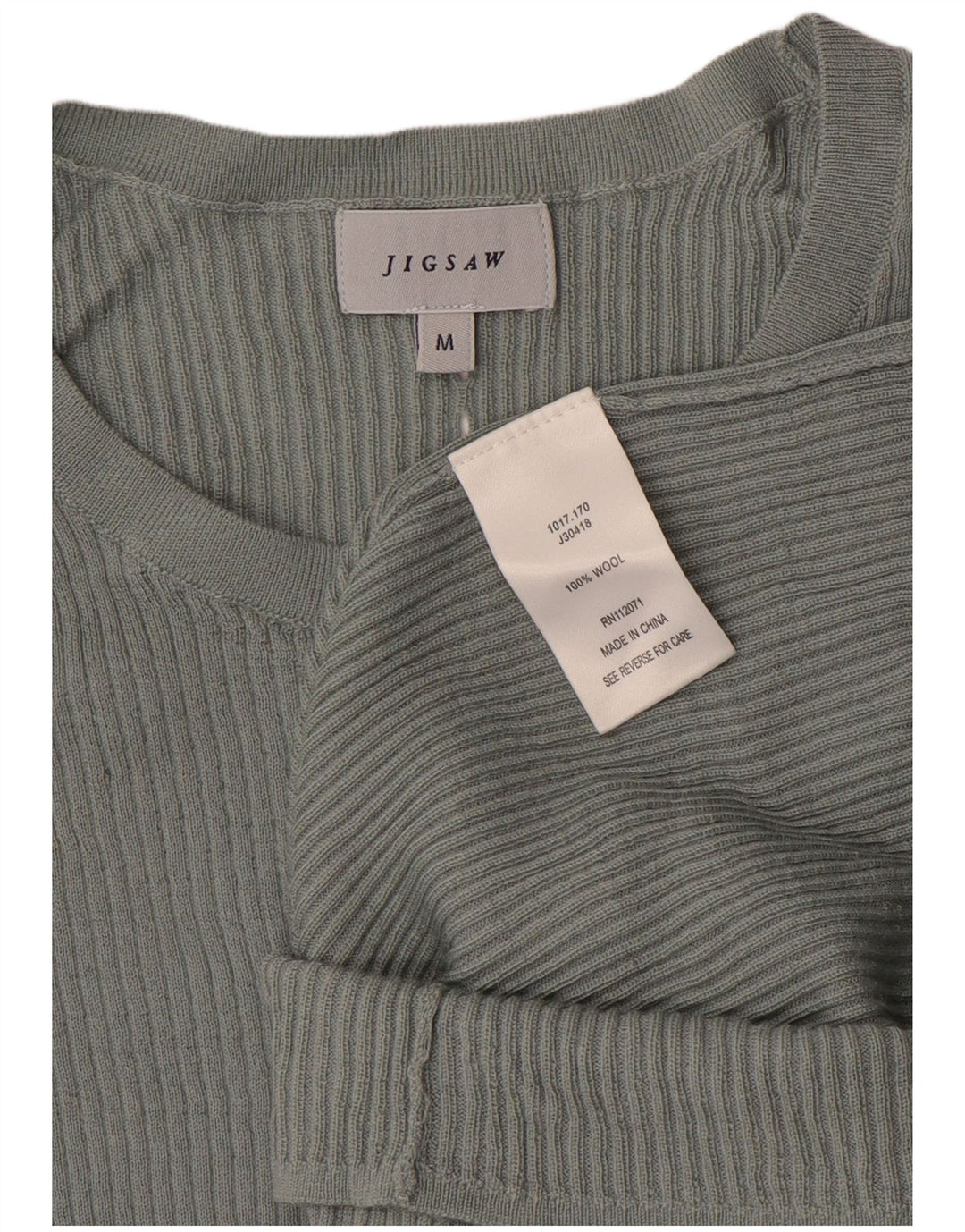 JIGSAW Ženski džemper s morskim izrezom UK 12 Srednje siva vuna