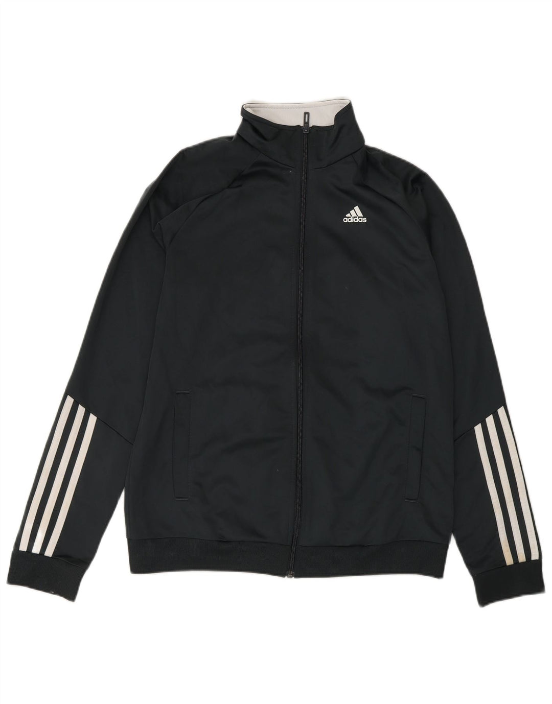 ADIDAS Womens Tracksuit Top Jacket UK 16/18 Large Grey Polyester