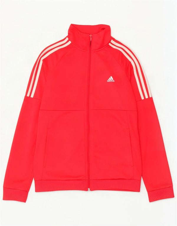 Adidas ženska gornja jakna trenirke UK 12/14 Srednje crveni poliester