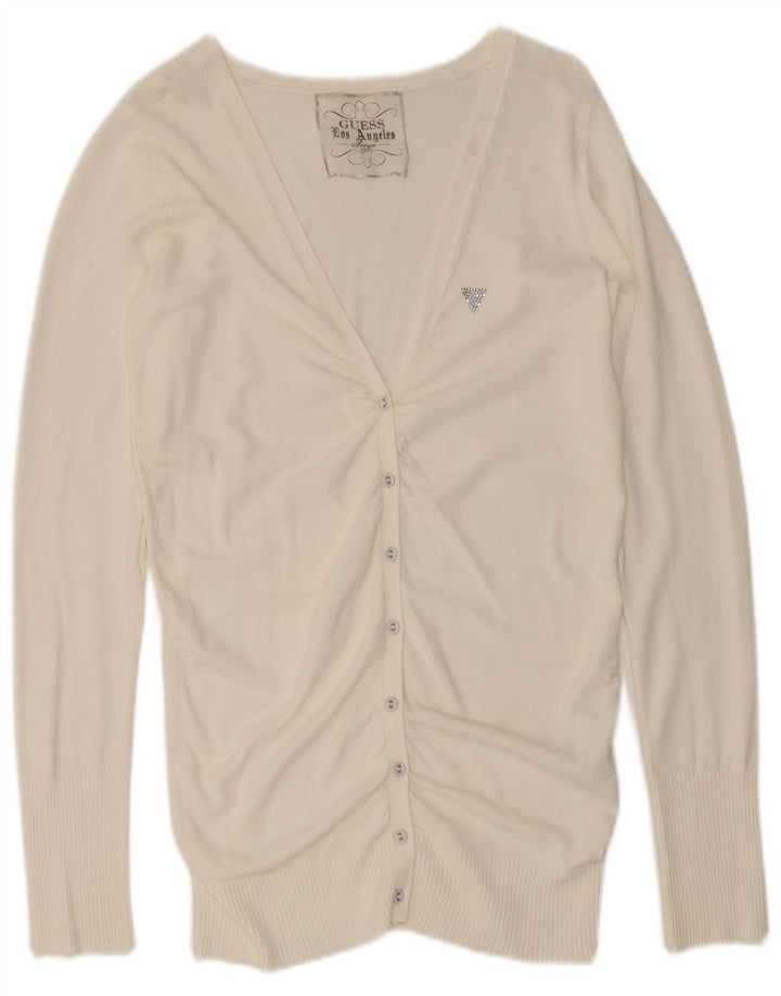 GUESS Womens Cardigan Sweater UK 14 Large White Viscose