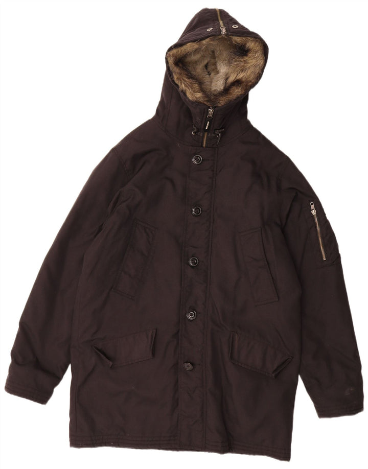 Woolrich muška parka jakna s kapuljačom UK 36 mali crni poliester