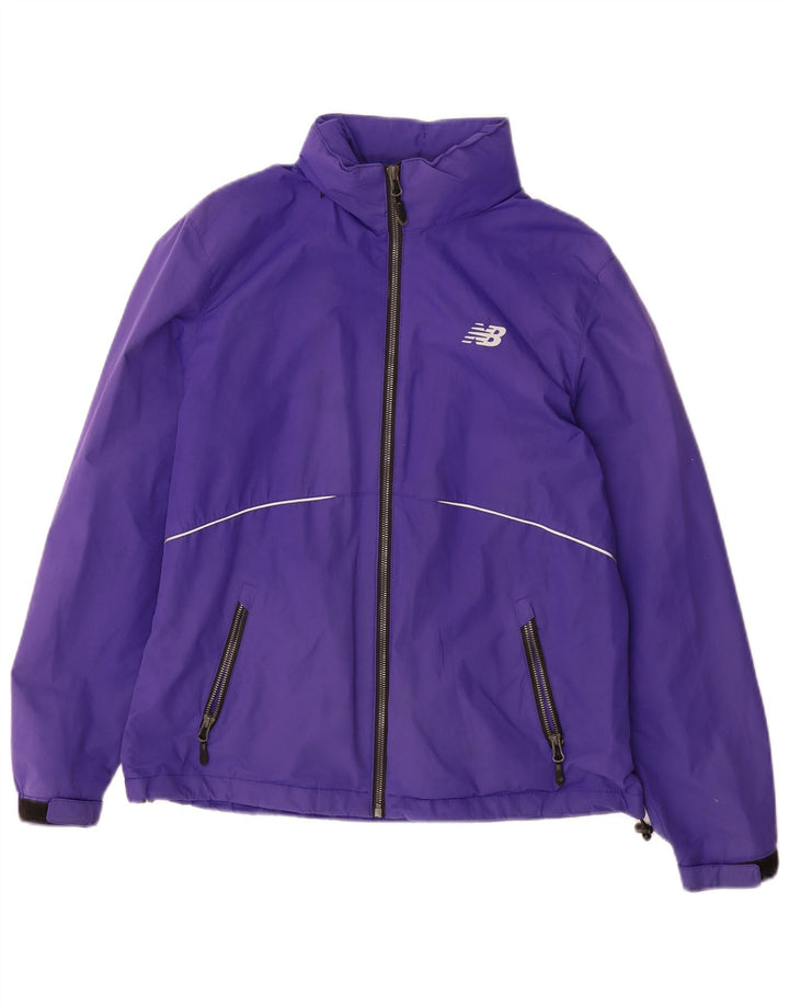 NEW BALANCE Womens Hooded Rain Jacket UK 16 Large Purple Polyester