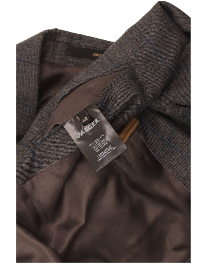 JAEGER Womens 2 Button Blazer Jacket UK 40 Large Grey Check Wool
