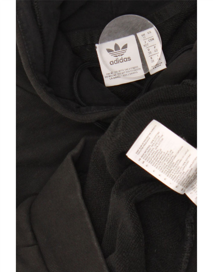 ADIDAS ženska majica s kapuljačom s kapuljačom s grafičkim motivima UK 12 Srednje crni pamuk