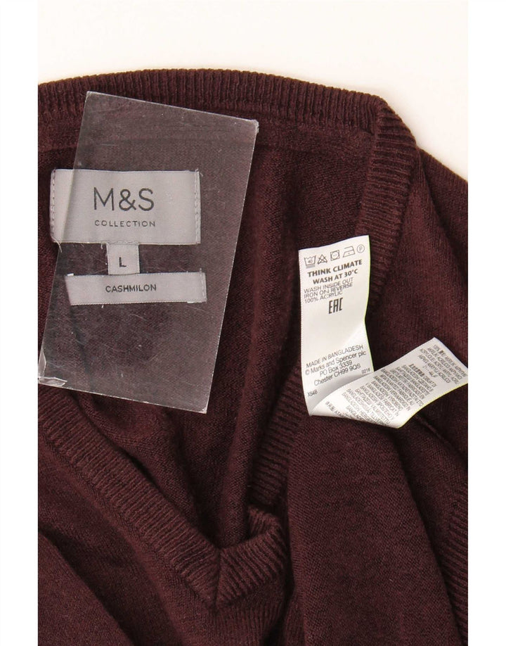 Marks & Spencer muški džemper s V-izrezom veliki smeđi akril