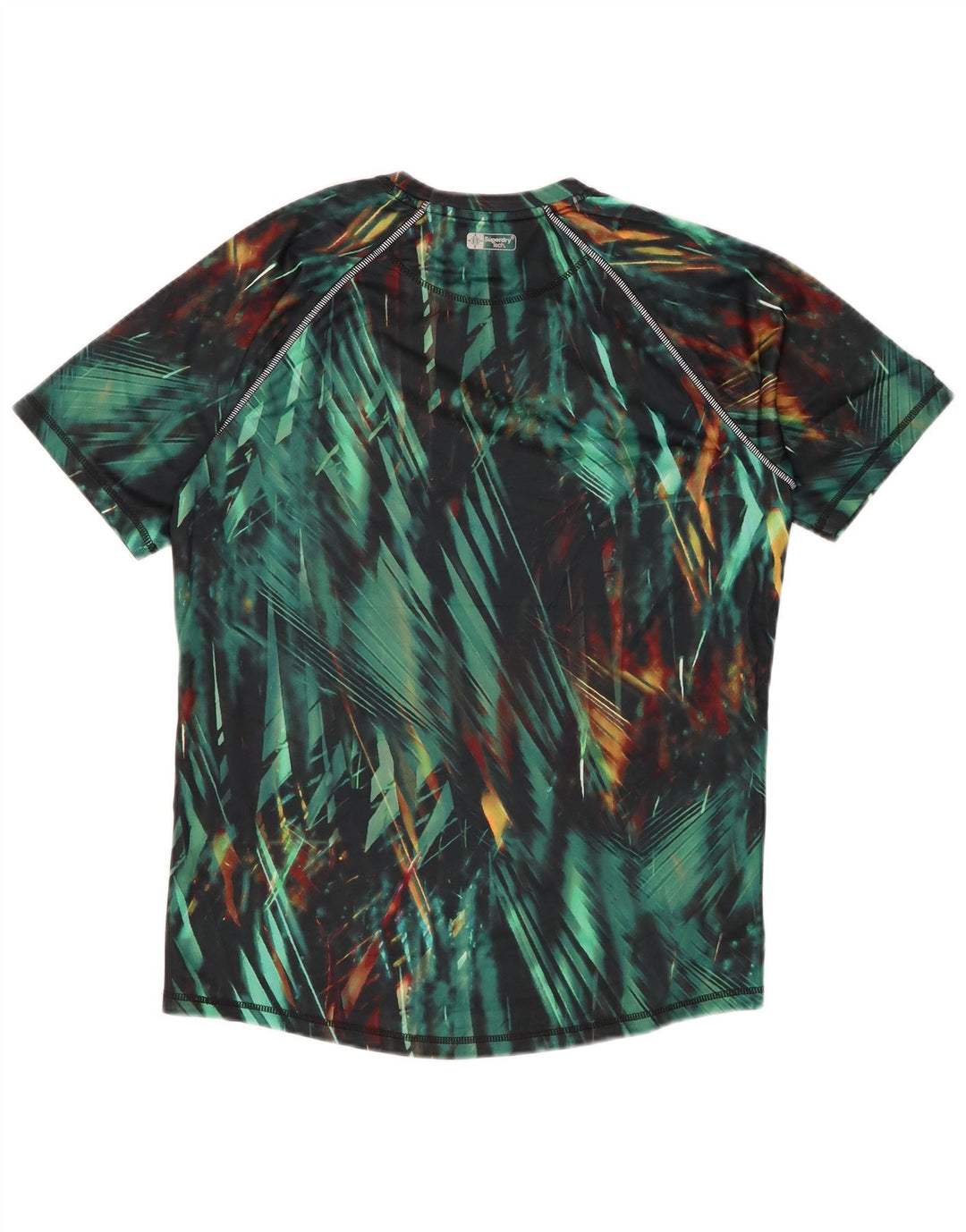 SUPERDRY muška aktivna majica srednje zelene geometrijske boje