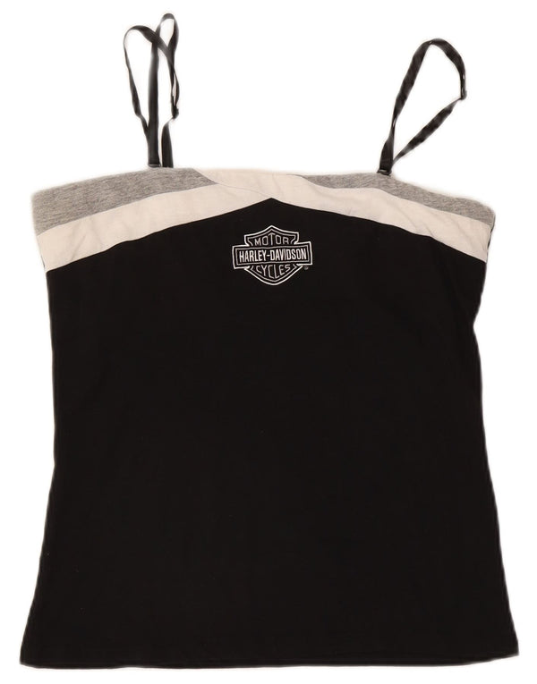 Harley Davidson Womens Graphic Crop Cami Top UK 14 Large Black Cotton