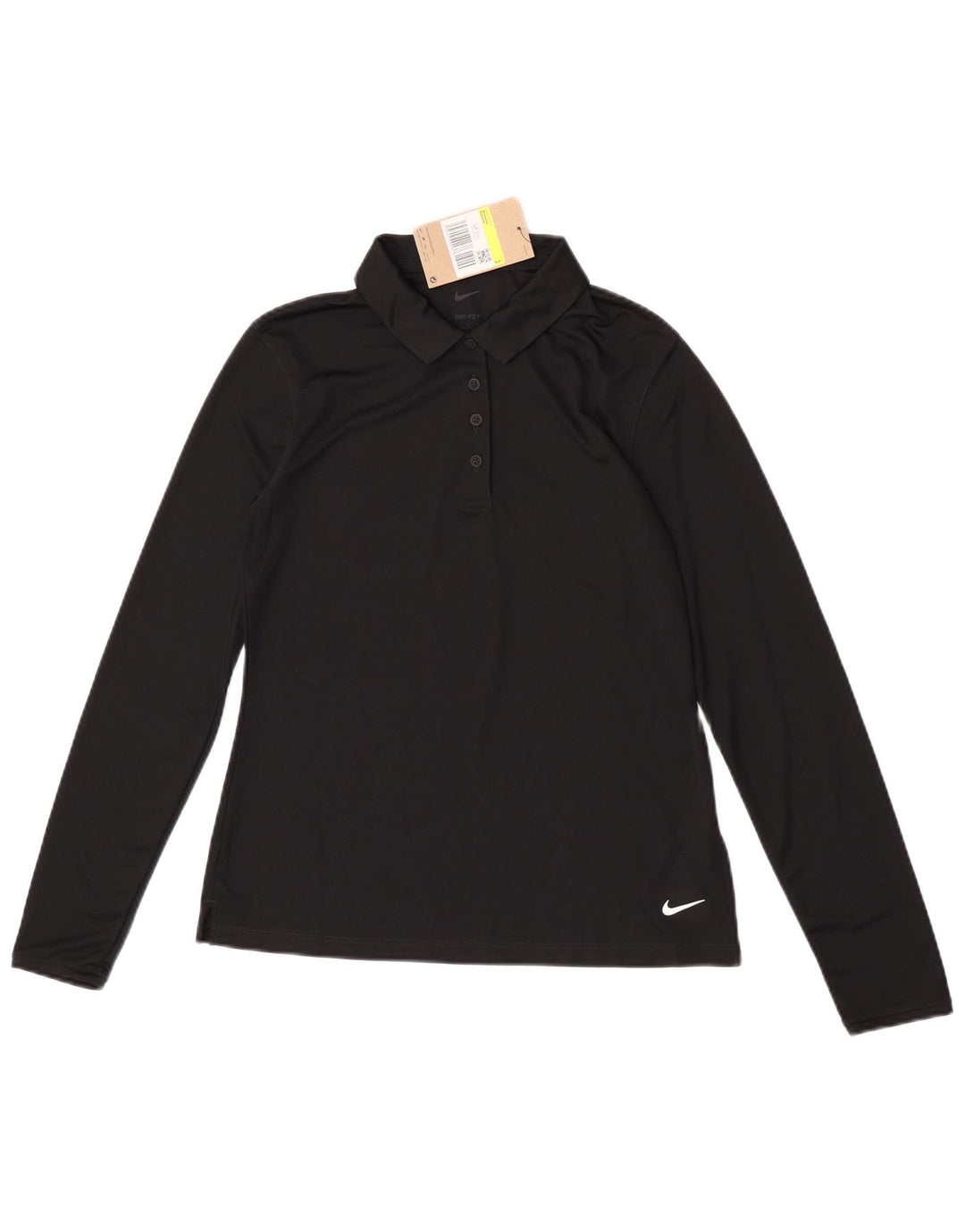 Nike Ženska Dri Fit Polo majica dugih rukava Mala crna poliester