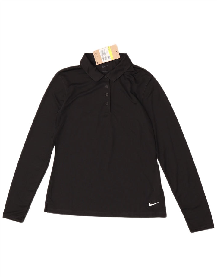 Nike Ženska Dri Fit Polo majica dugih rukava Mala crna poliester
