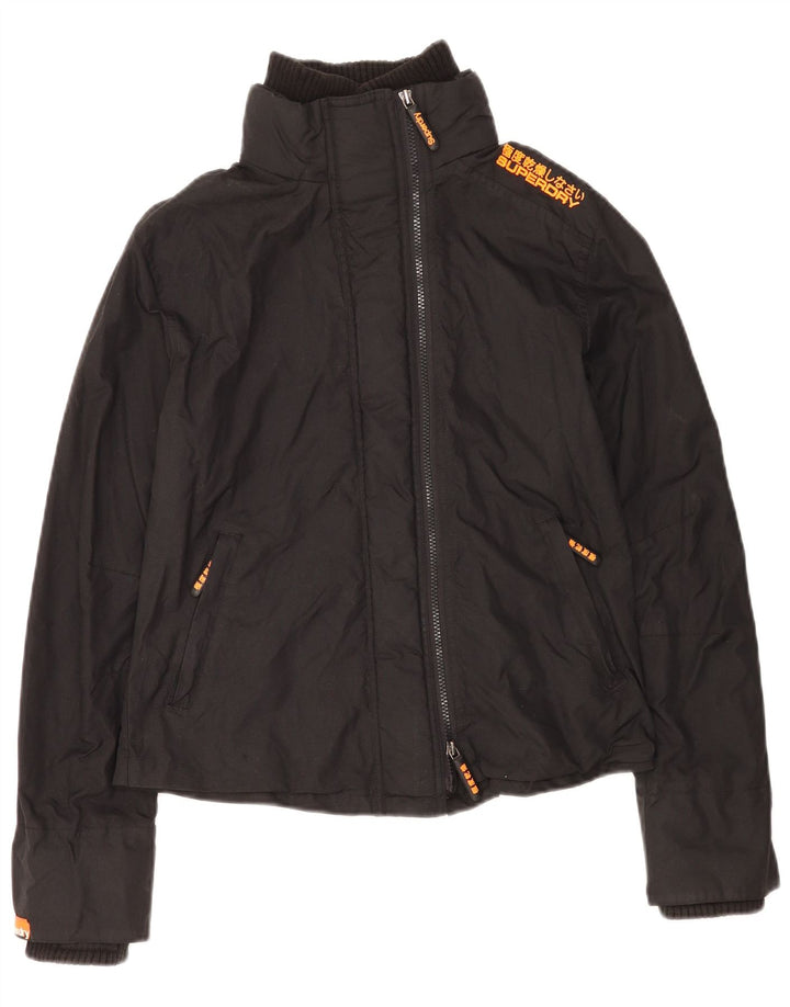 Superdry ženska kišna jakna s grafičkim motivima UK 16 velika crna najlonska