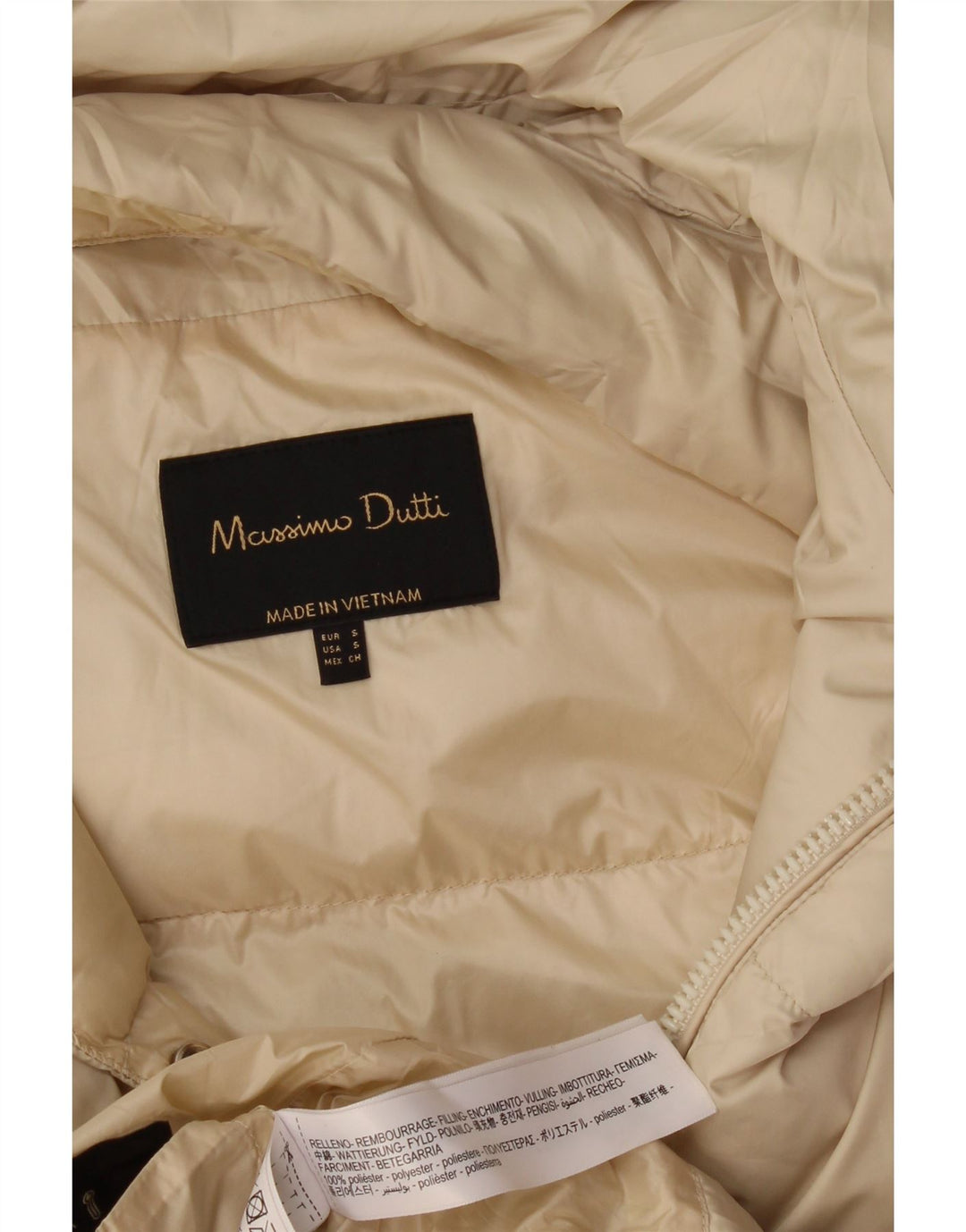 Ženski podstavljeni kaput Massimo Dutti UK 10 Mali prljavo bijeli poliester