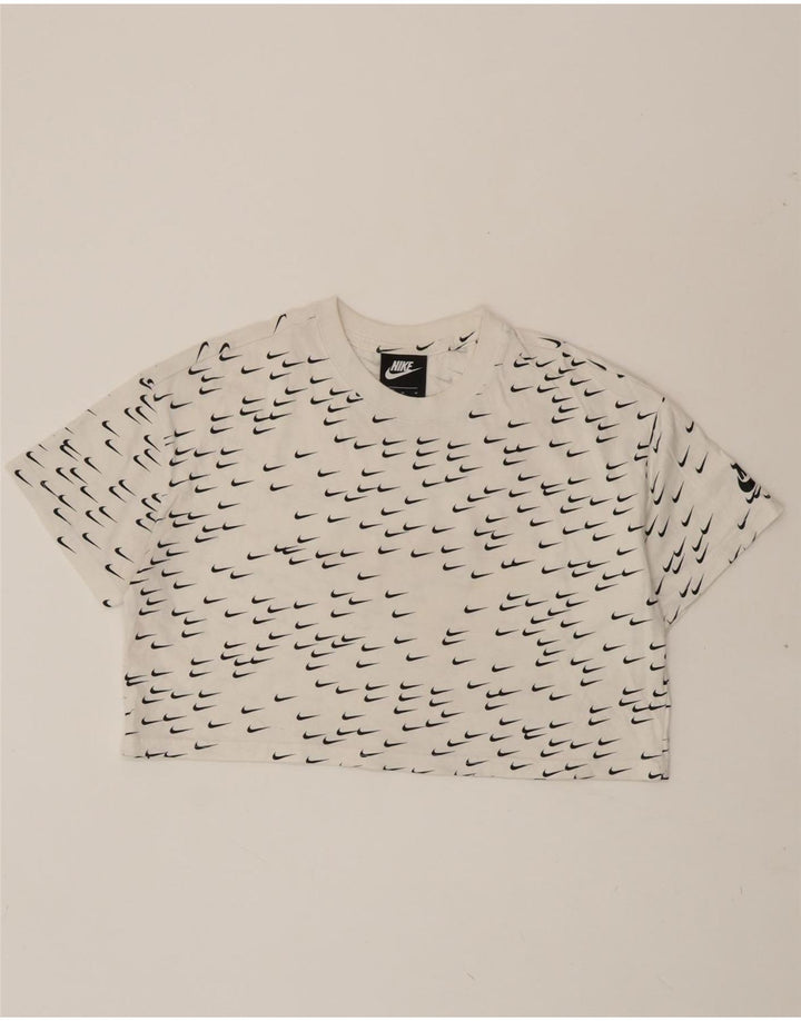 NIKE Womens Crop Graphic T-Shirt Top UK 14 Medium White Vintage Nike and Second-Hand Nike from Messina Hembry 