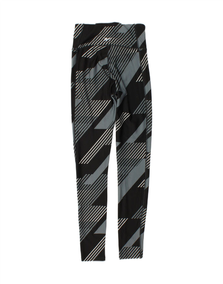 REEBOK Womens Leggings UK 4/6 XS  Grey Geometric Vintage Reebok and Second-Hand Reebok from Messina Hembry 