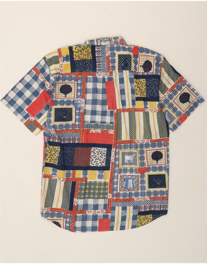 VINTAGE muška košulja kratkih rukava Veliki raznobojni patchwork pamuk