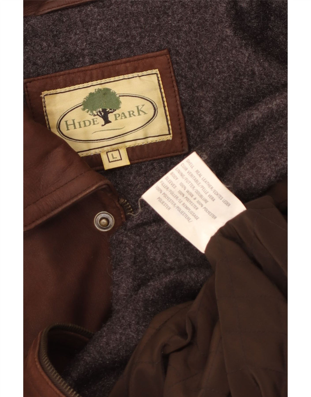 Hidepark muška kožna jakna UK 40 velika smeđa koža