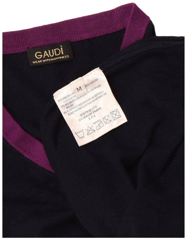 GAUDI ženski džemper s V-izrezom UK 14 srednje tamnoplave boje