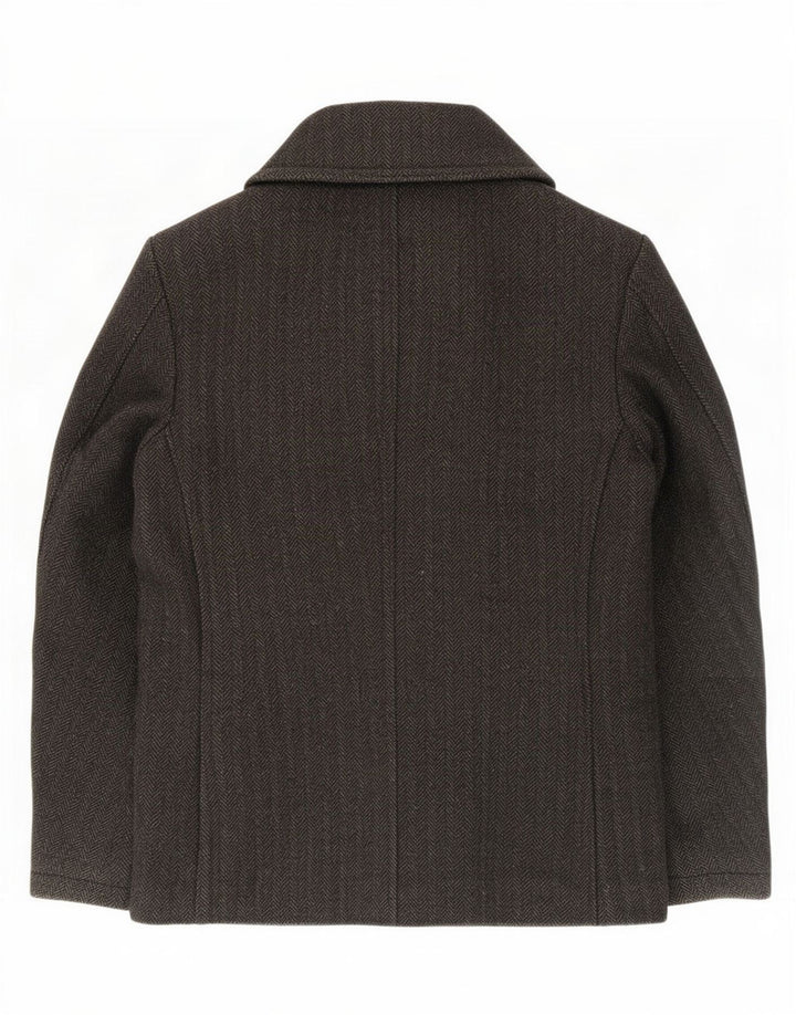 Superdry Muški Pea Coat UK 40 Large Grey Riblja kost Vuna