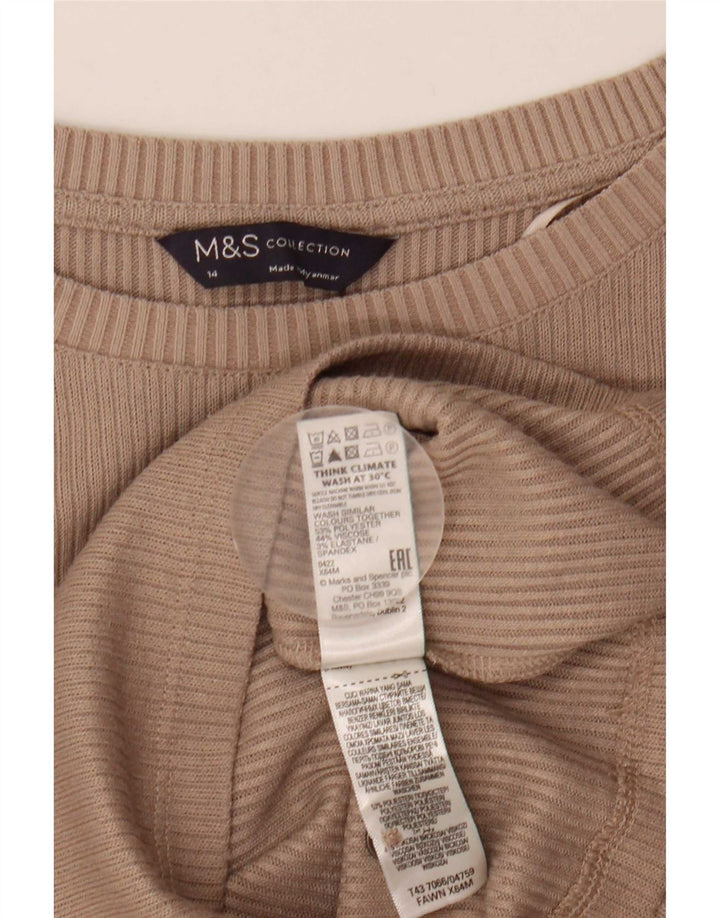 Marks & Spencer ženska majica dugih rukava UK 14 srednje bež poliester