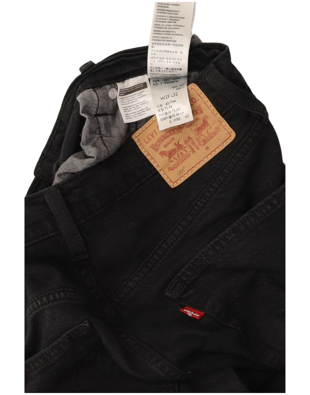 LEVI'S muške 501 ravne traperice W29 L32 crni pamuk