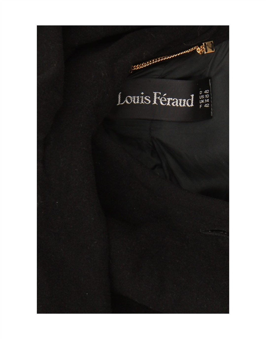 Louis Feraud Ženski kaput UK 14 Large Black Virgin Wool Classic