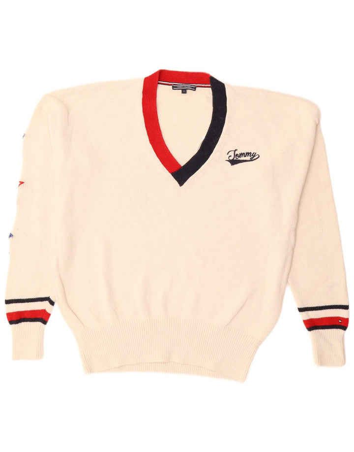 Tommy Hilfiger muški džemper s V-izrezom, srednje bijele boje, pamuk