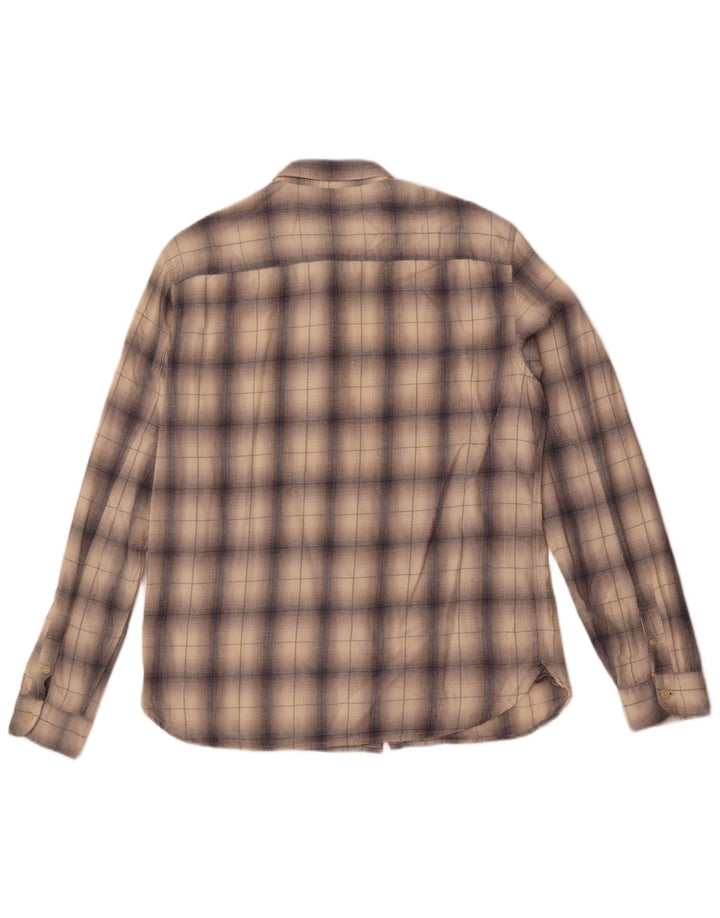 Muška flanelska košulja All Saints, veliki bež karirani pamuk