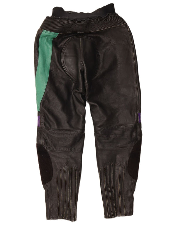 VINTAGE Ženske hlače EU 38 Srednje W28 L27 Crna koža bez boja