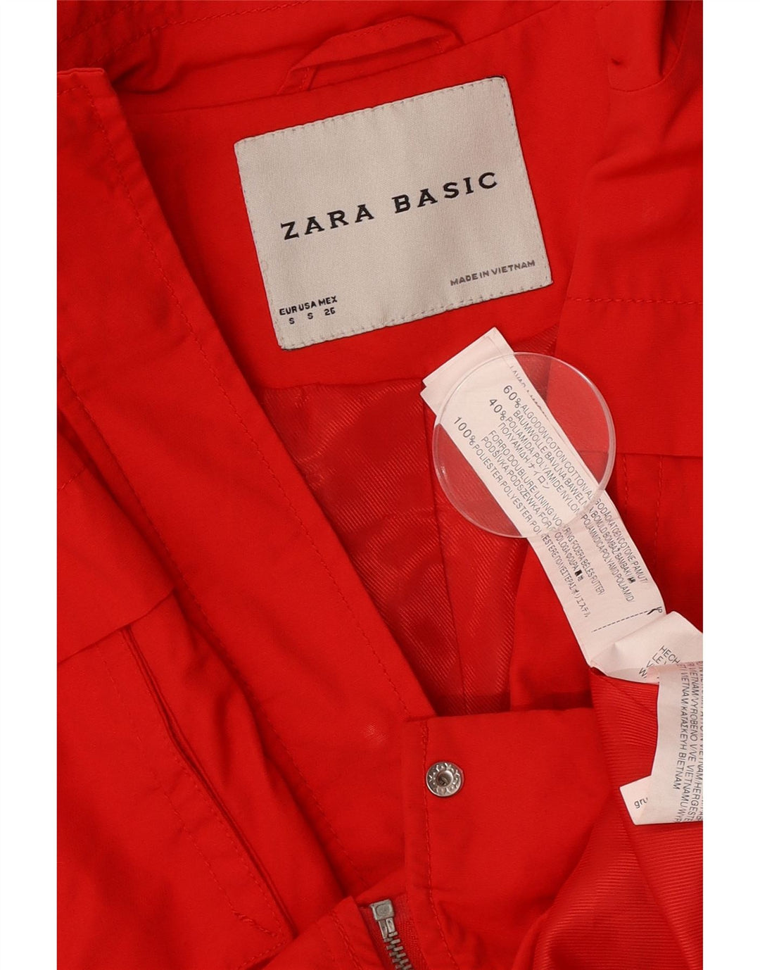 Zara ženska vojna jakna UK 10 Mala crvena pamuk