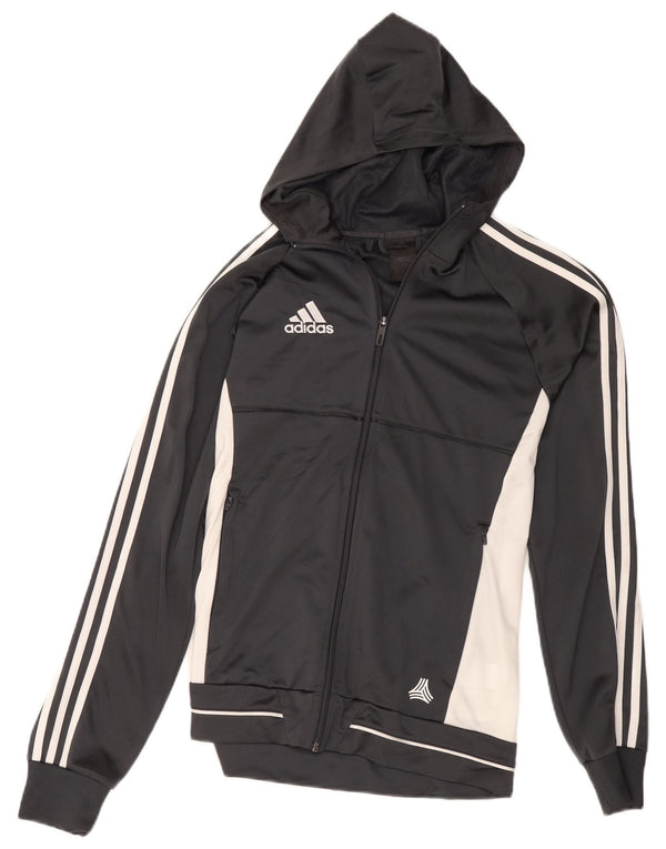 Adidas Mens Zip Hoodie Sweater Small Grey Colourblock Polyester